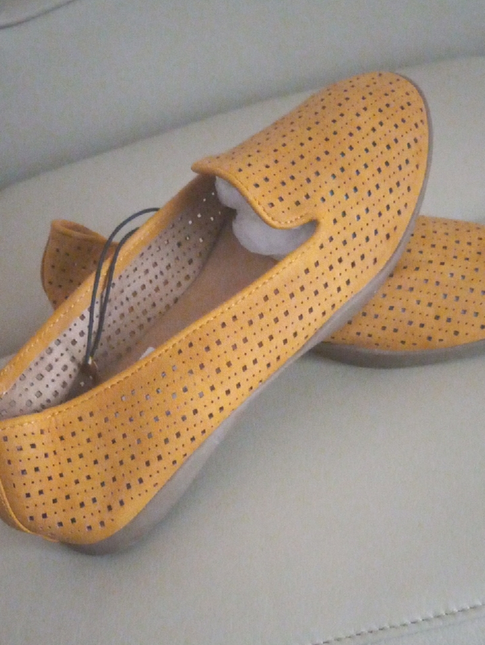 White Mountain Perforated Yellow Slip-On Flats Size 8